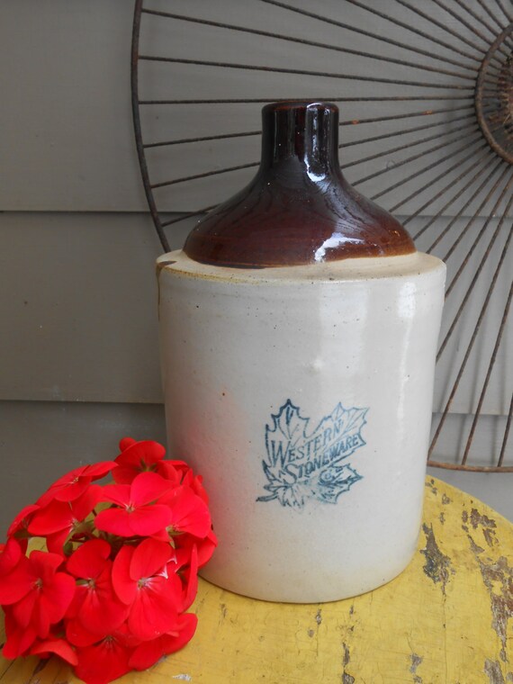 Vintge Western Stoneware Whiskey Jug Crock by Swansdowne on Etsy
