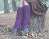 Purple Lace Legwarmers Victorian Fairy Pixie Hand Knitted Ready To Ship