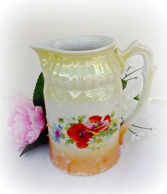Vintage Bavaria China R W C Luster Shabby Chic Chippy Pitcher