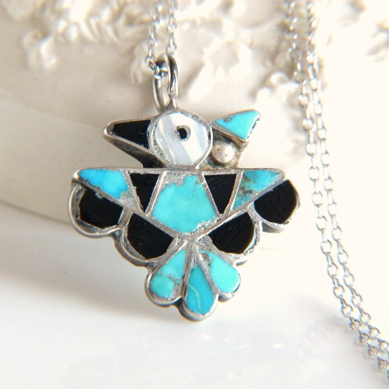 Sterling Silver Southwest Thunderbird Pendant by TheOpenSesame