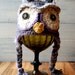 Crochet Owl Hat Gray and Purple