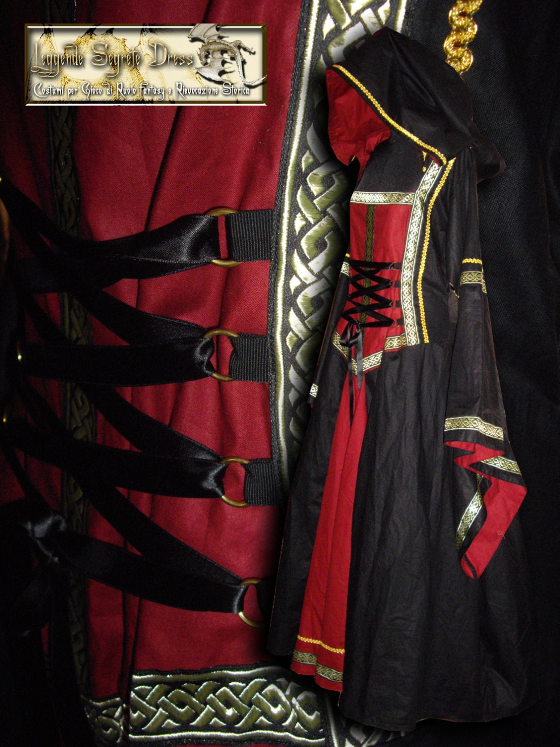 CUSTOM ORDER Medieval Elegant Cotehardie Renaissance Dress Reenactment and Larp