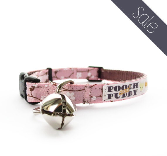 Cherry Blossom Breakaway Cat Collar - flower cat collar, pink cat collar, girly cat collar, sakura cat collar