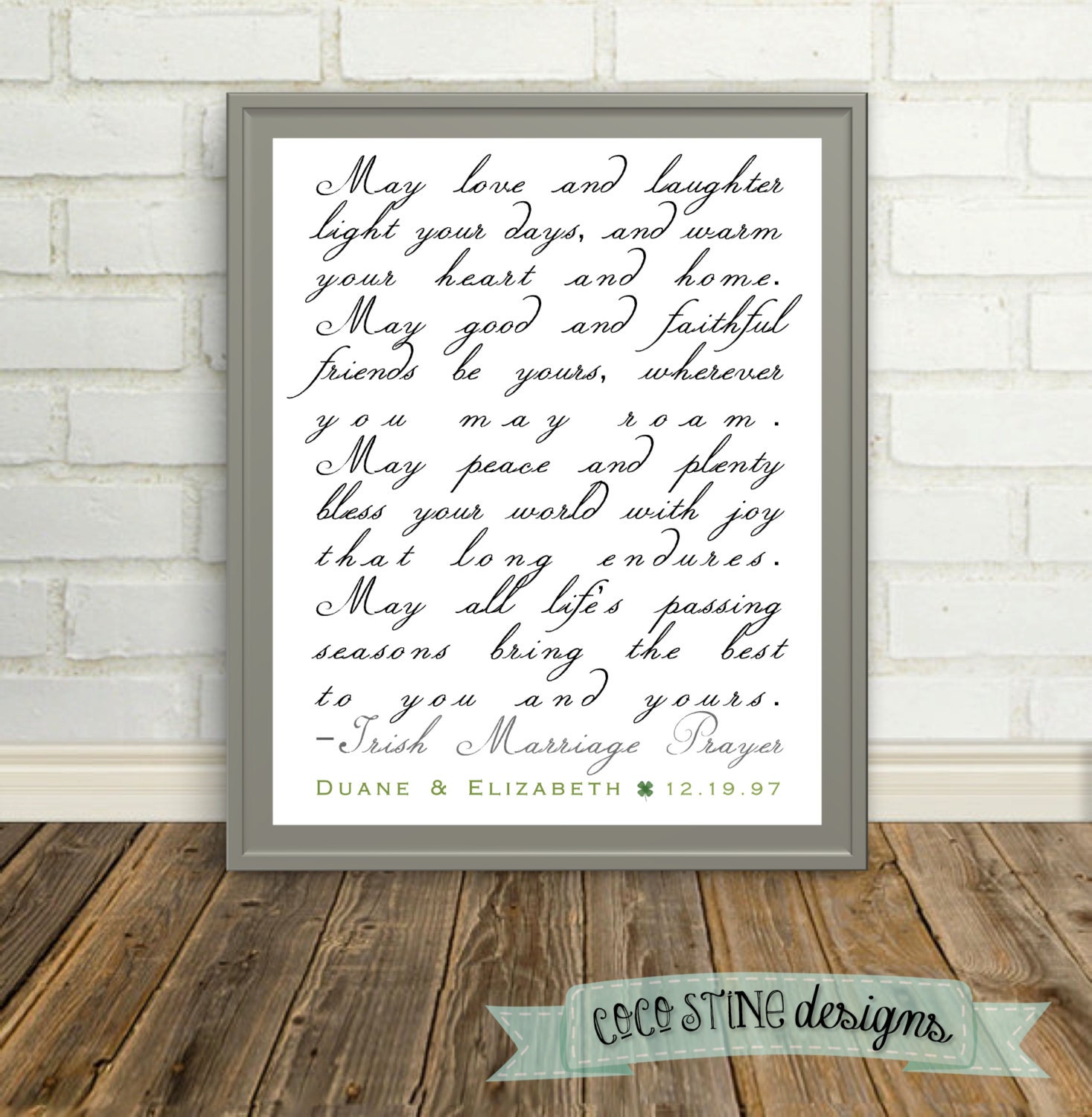 Irish Marriage Prayer Personalized - Great Wedding, Anniversary or Life Occasion GIft