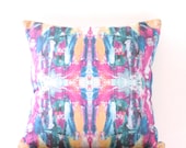 THE KALEIDO - cushion cover neon pink with pastels - original abstract art throw pillow bright bold and colourful