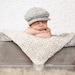 Baby Boy Irish Donegal Cap, 0 to 3 Month Baby Boy Crochet Irish Donegal Baby Hat - Gray, Cream Tweed Wool Photography Prop Baby Boy Hat