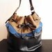 Brown Leather Drawstring Bag Bucket Bag Blue Brown Carryall Bag Shoulder Bag Leather Sack Sand