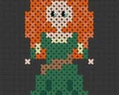 Pixel Princess - Merida - From Brave Printable Cross Stitch Pattern (PDF) - Immediate Download from Etsy - Easy Simple Craft
