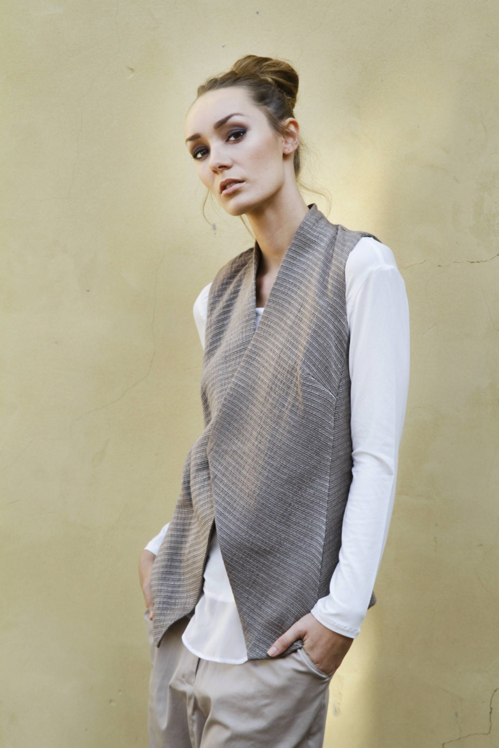 Grey Vest, Beautiful Gray Women Top