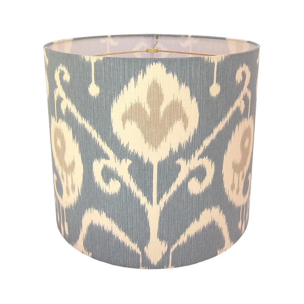 Drum Lamp Shade Ikat Lampshade Magnolia Home Fashions Java Ikat Yacht Blue Made to Order