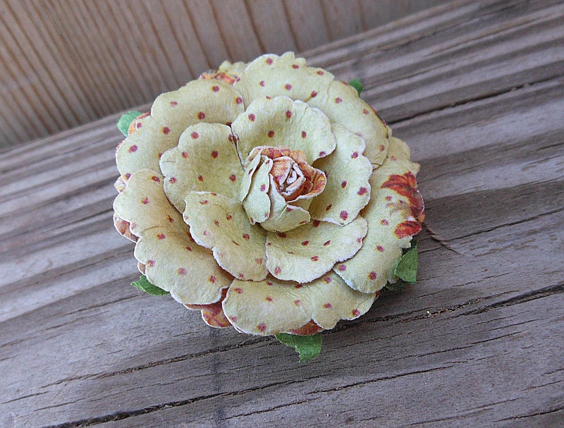 Accessory Flower Brooch - Paper Flower Brooch - Handmade Flower Pin Brooch - Beige Paper Flower