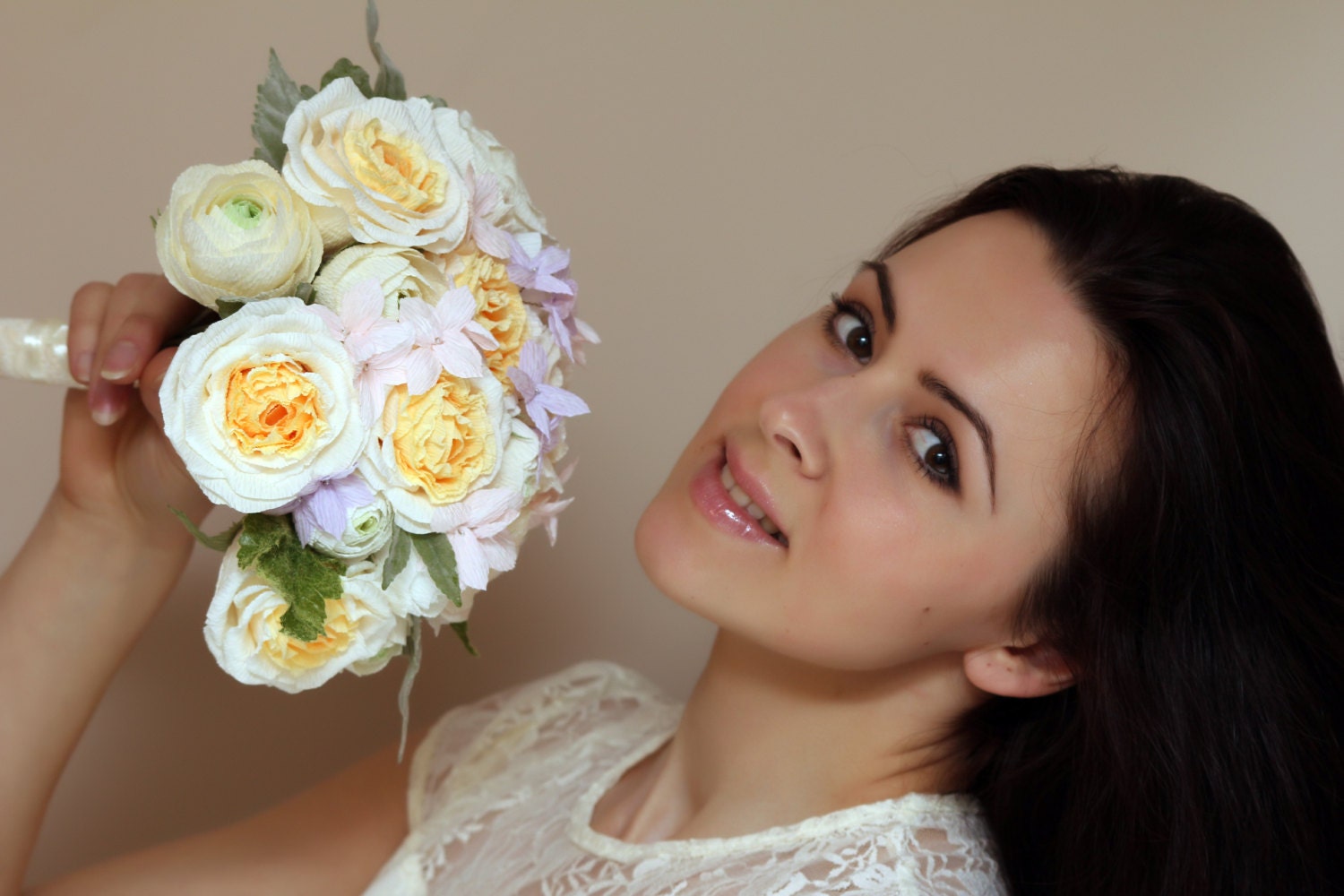 wedding bouquet, bridal bouquet, paper flower bouquet, wedding flowers, paper flowers, Austin roses bouquet