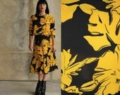 80s Floral Secretary dress. Drop waist midi dress