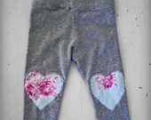 Design your own Leggings - Newborn, Baby, Toddler, Girls Stretch Leggings with Heart Knee Patch
