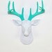 Faux Taxidermied - The MINI Oleg - White W/ Turquoise Antlers Resin Deer Head- Stag Resin White Faux Taxidermy