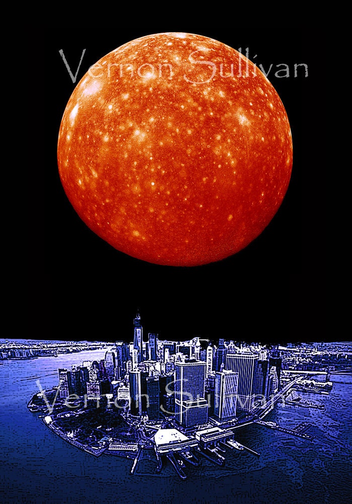 Manhattan New York NY skyline cityscape 8 x 10 print A4 poster Wall Art Home Decor Office digital illustration photography Vernon Sullivan