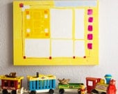 Kids Wall Art for bedroom, playroom, or nursery, art & room decor, abstract acrylic canvas, buttermilk rectangles on yellow, calm and bright