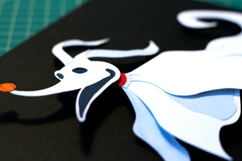 Zero - Nightmare Before Christmas 8.5x11 handcut 3d papercraft