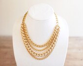 Multi Strand Gold Chain Statement Necklace
