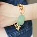 Gold Chain Bracelet with Aqua Mint Charm - Lightweight Bracelet