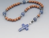 Protestant Rosary, Rosewood Aventurine, Christian, Anglican Prayer Beads, Blue, Brown