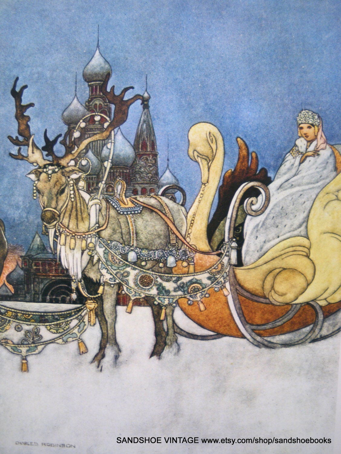 1913 Charles ROBINSON The Russian PRINCESS Pre RAPHAELITE Fairy Tale Print