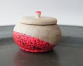 Mini Treasure Pot, Neon Pink with Black Glitter:  New Year 2013, Engagement, Special Jewelry Box, Toothfairy