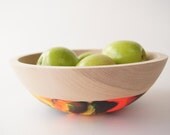 Wooden Bowl 12", Neon and Black Swirl, Entertaining, Fruit Bowl