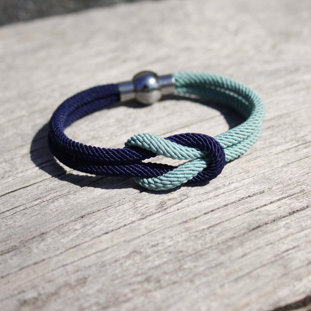 Nautical square knot bracelet with stainless steel magnetic clasp - the Ahoy bracelet