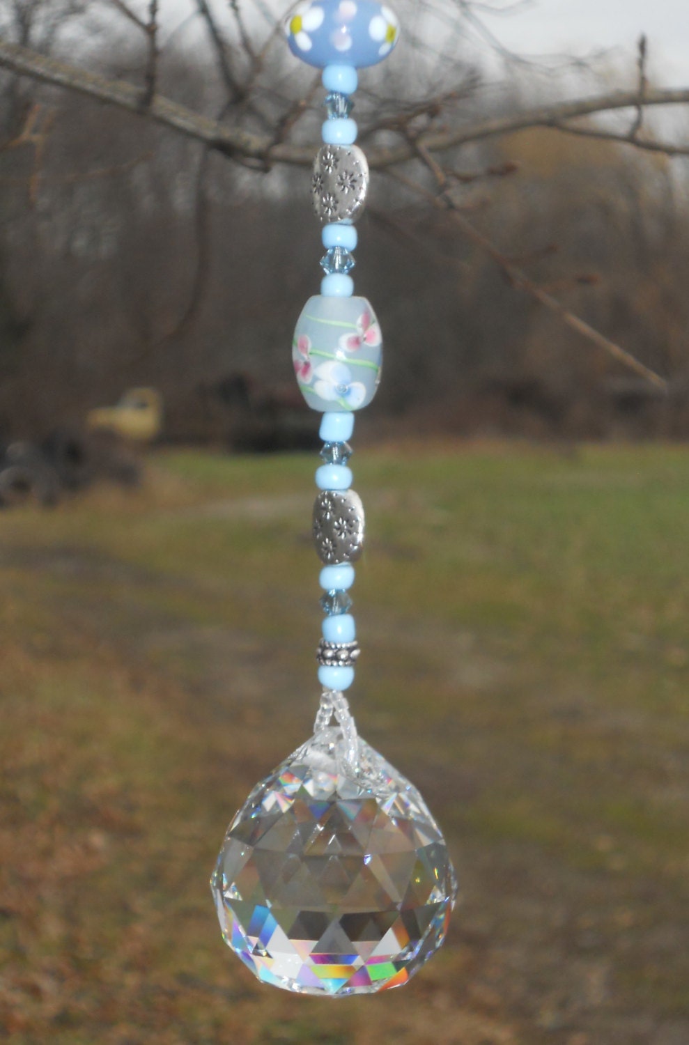 Sky Blue Baby Blue 30mm Crystal Daisy Suncatcher Sun catcher daisy daisies