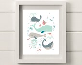 Whales Under The Sea Print