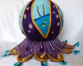 Hand felted sculpture with lots of colors, artwork fantasy felt