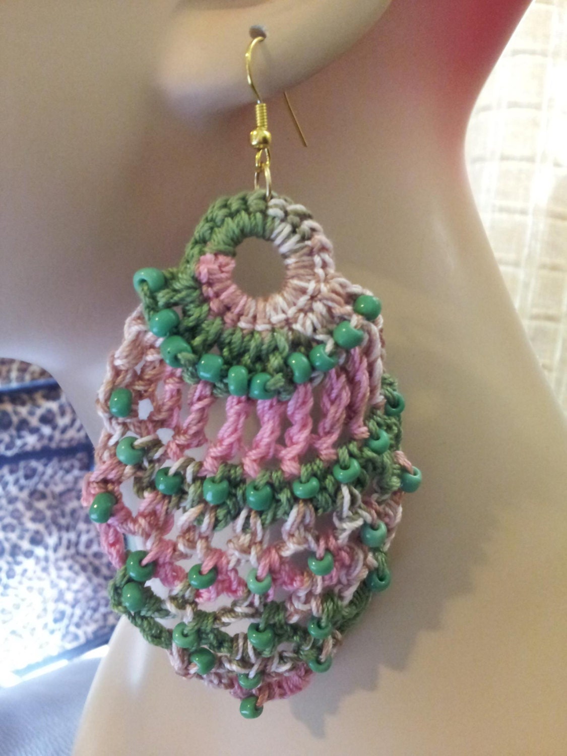 Beaded Crochet Earrings Multi