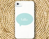 Cursive Hello Talk Bubble Barely-There Snap-On Hard Plastic iPhone 4 Case in Island Blue (In Stock & Ready to Ship)