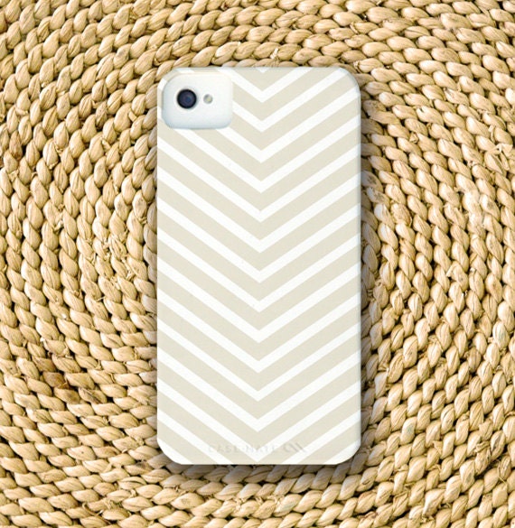 Chevron Stripe Barely-There Snap-On Hard Plastic iPhone 4 Case in Sand Beige (In Stock & Ready to Ship)