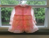 1960s Toddler Girls Party Dress/ Sheer Pink Ruffles/ Floral/ Teacher's Pet/ 2T