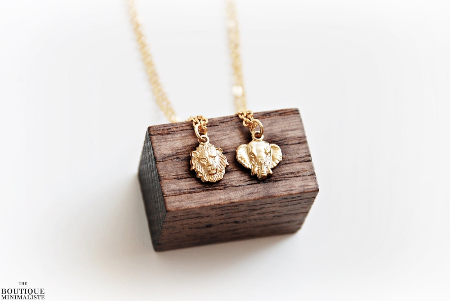 Tiny Jungle Animal Necklace - Lion or Elephant