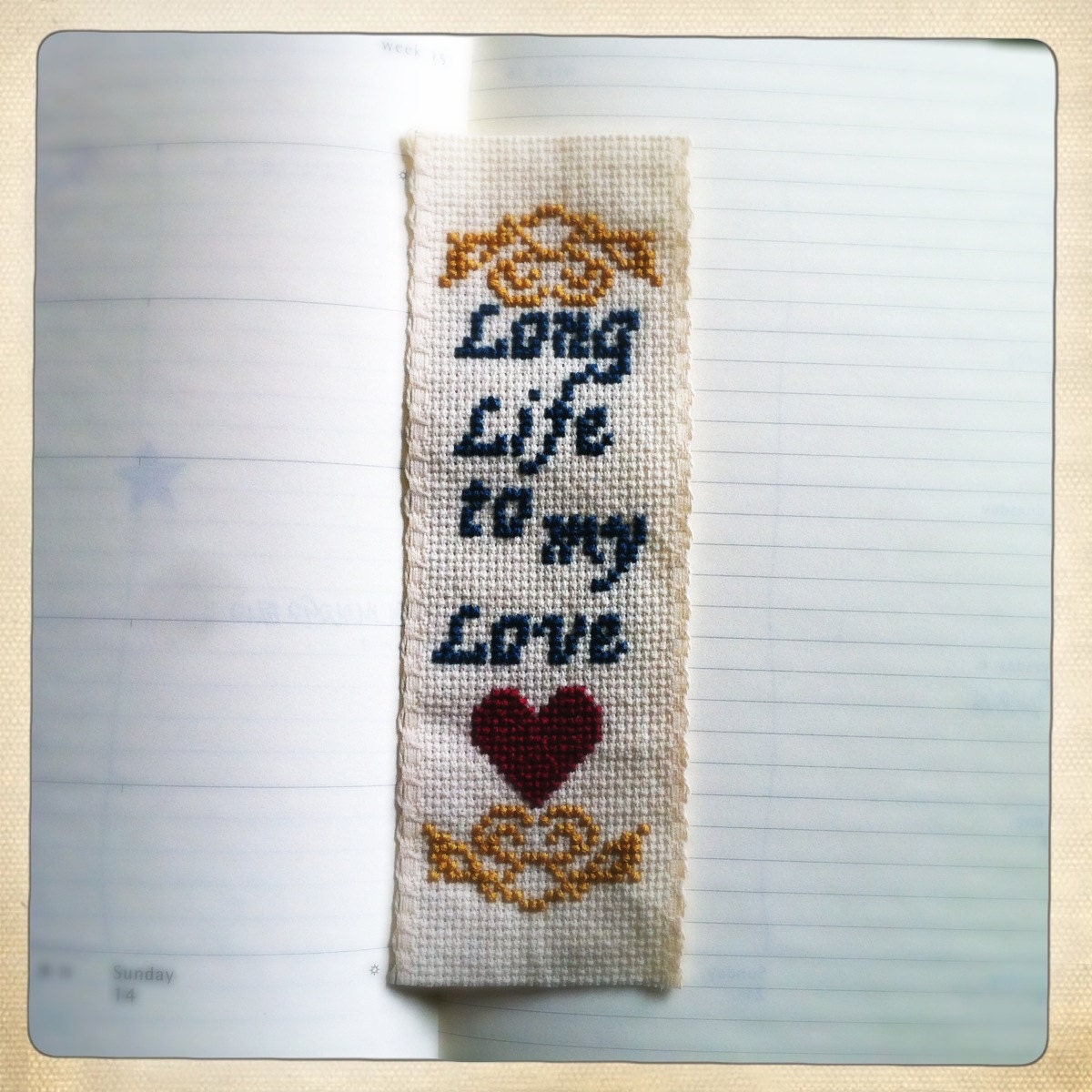 Cross stitched embroidered Heart lace - Long life to my love