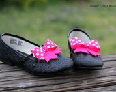 Shoe Clips Minnie Mouse Hot Pink Polka dots for Girl Birthday Party Accessory Photoprop