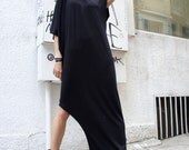 Asymmetrical Black  Kaftan / Off Shoulder Dress / Maxi Dress /Loose Dress