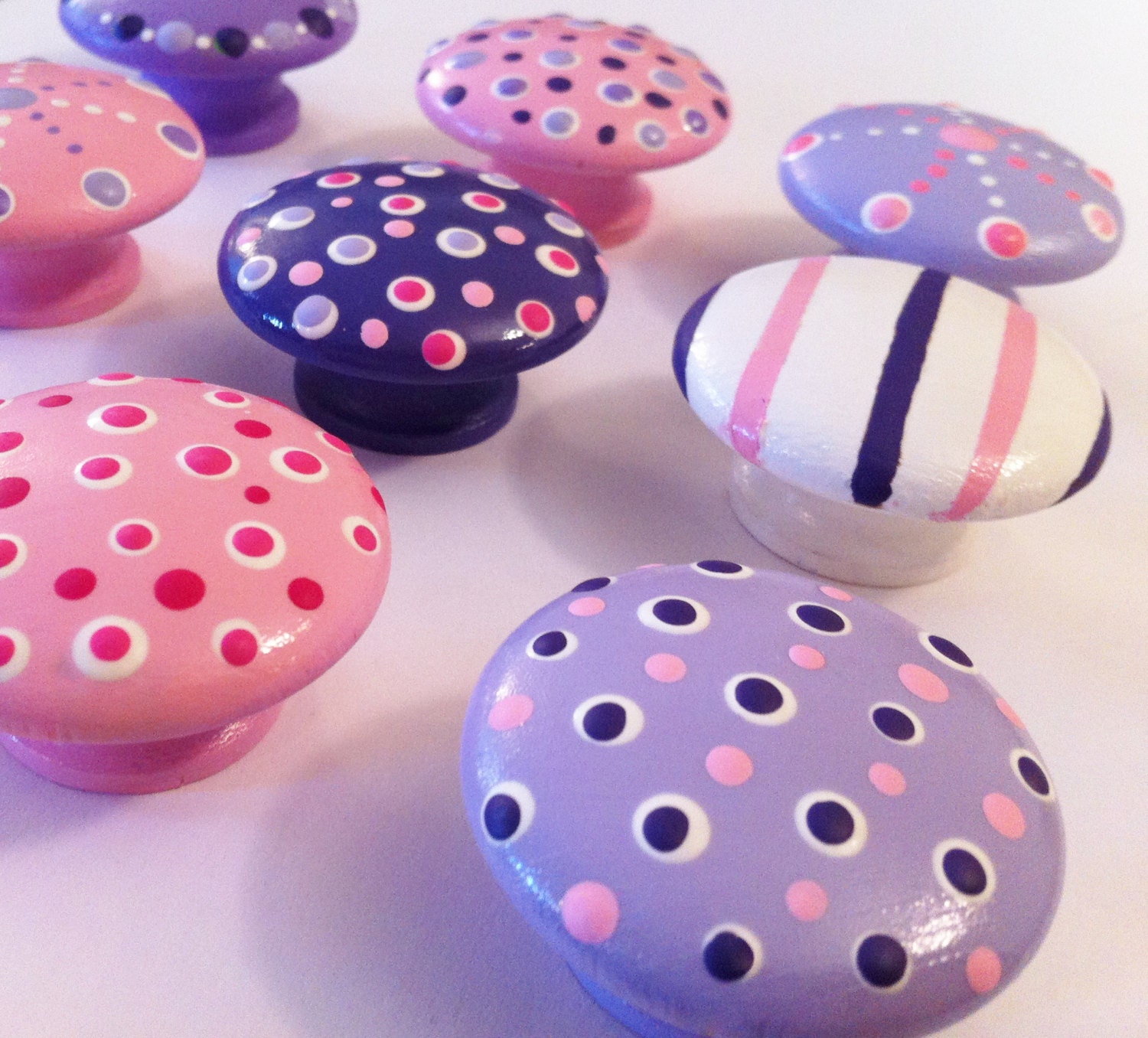 Sale - Girls Dresser Knobs hand painted in purples and pinks