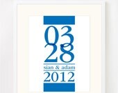 Royal Blue Wedding Anniversary Poster - Custom name and dates