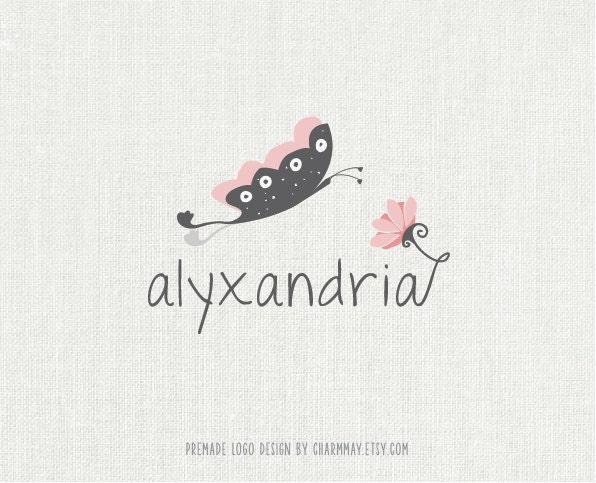 Premade Logo Design . Premade Photography Logo Watermark . Butterfly and Flower Logo