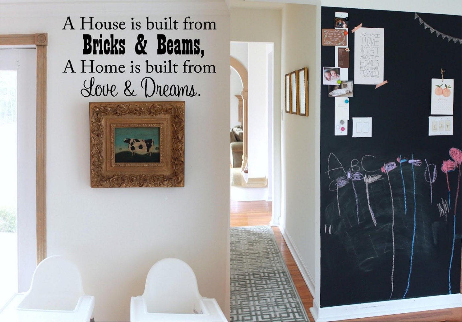 A House & A Home- Large Custom Vinyl Wall Decal- art -Lettering Graphic sticker -Wall Words-Housewares home decor
