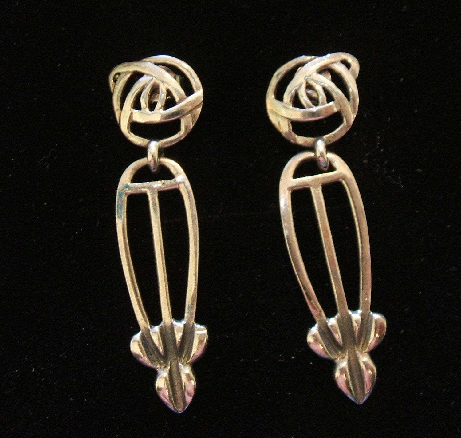 Art Nouveau/Mackintosh-style Hallmarked Silver Earrings
