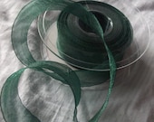 Green Organza Ribbon: price per metre, dark emerald green ribbon, 25mm width, organza