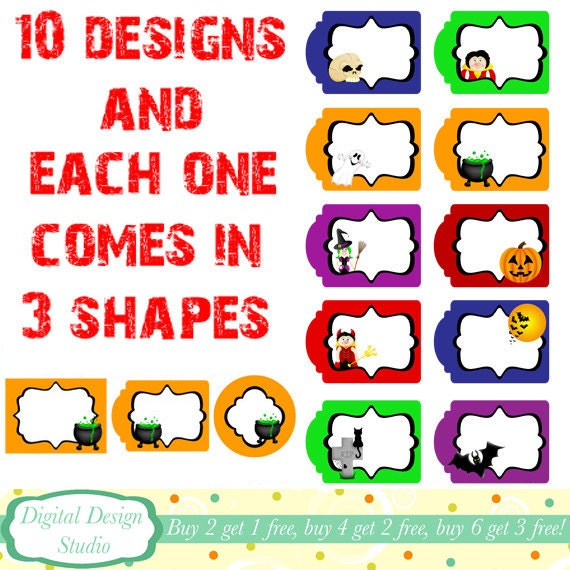 Buy gift tags and ecards - Halloween gift tags, 30 for the price of 10. INSTANT DOWNLOAD Personal and commercial use.