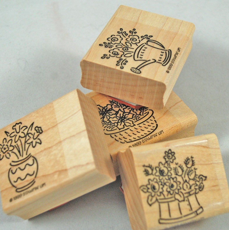 Stampin Up Stamp Set Rubber Stamps  "Bitty Bouquets" 1999 - Spring Is Coming - Four Stamp Retired Set