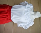 Vintage 1970s Red Wrap Skirt Nautical Skirt Red with Blue Piping Womens Skirt Size 10