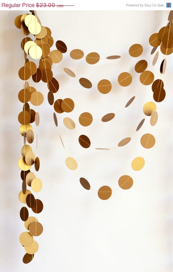 Antique gold - Shimmer garland - Holiday decoration - Paper garland
